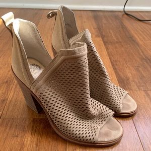 Vince Camuto cutoff peep toe booties
